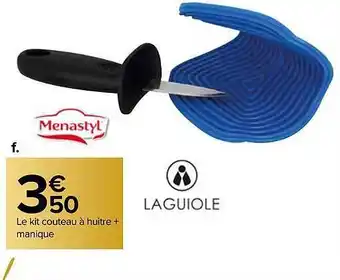 Carrefour Kit couteau à huître + manique menastyl offre