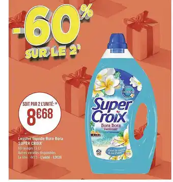 Casino Supermarchés Lessive liquide bora bora super croix offre