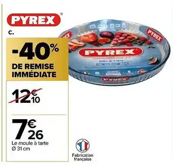 Carrefour Moule à tarte ø 31 cm pyrex offre