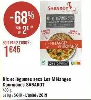 Géant Casino Riz et légumes secs les mélanges gourmands sabarot offre