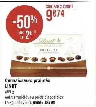 Géant Casino Connaisseurs pralinés lindt offre