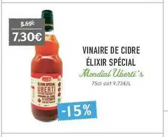 Naturalia Vinaigre de cidre élixir spécial mondial uberti's offre