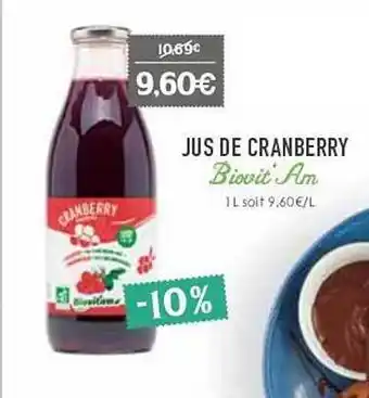 Naturalia Jus de cranberry biovit'am offre