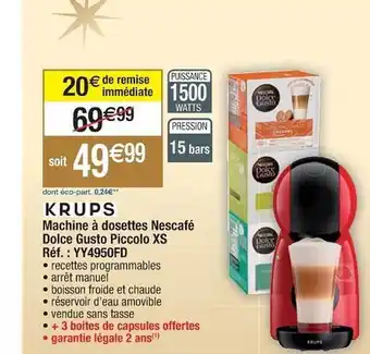 Cora x Carrefour Machine à dosettes nescafé dolce gusto piccolo xs krups offre