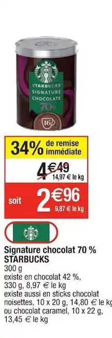 Signature chocolat 70% starbucks