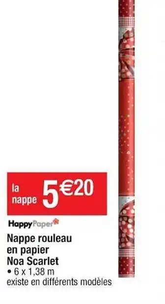 Cora x Carrefour Nappe rouleau en papier noa scarlet happy paper offre