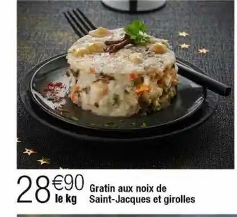 Gratin aux noix de saint-jacques et girolles