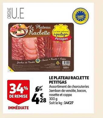 Auchan Le plateau raclette petitgas offre