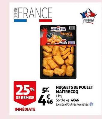 Auchan Nuggets de poulet maître coq offre