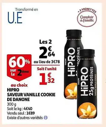 Auchan Hipro saveur vanille cookie de danone offre