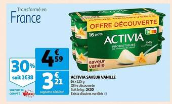 Auchan Activia saveur vanille offre