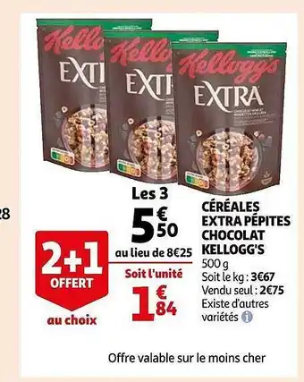 Auchan Céréales extra pépites chocolat kellogg's offre