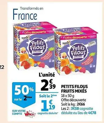 Auchan Petits filous fruits mixés offre