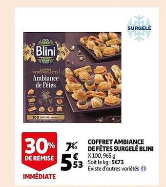 Auchan Coffret ambiance de fêtes surgelé blini offre
