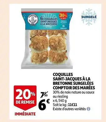 Auchan Coquilles saint-jacques à la bretonne surgelées comptoir des marées offre