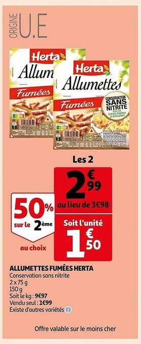 Auchan Allumettes fumées herta offre