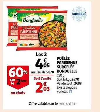 Auchan Poêlée parisienne surgelée bonduelle offre