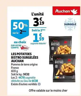 Auchan Les potatoes bistro surgelées auchan offre