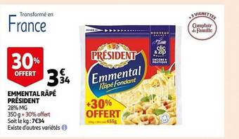 Auchan Emmental râpé président offre