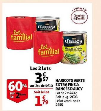 Auchan Haricots verts extra fins & rangés d'aucy offre