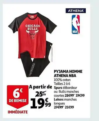 Auchan Pyjama homme athena nba offre