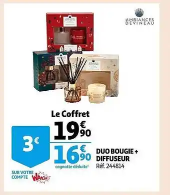 Auchan Duo bougie + diffuseur ambiance devineau offre