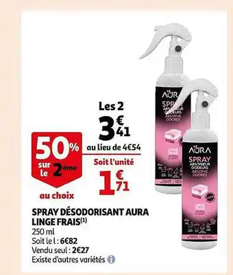 Spray désodorisant aura linge frais