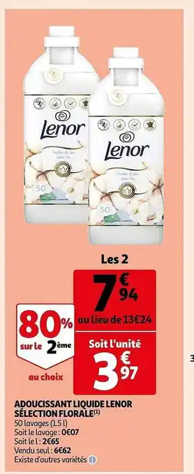 Auchan Adoucissant liquide lenor sélection florale offre