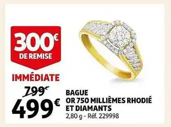 Auchan Bague or 750 millièmes rhodié et diamants offre