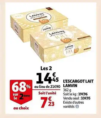 Auchan L'escargot lait lanvin offre