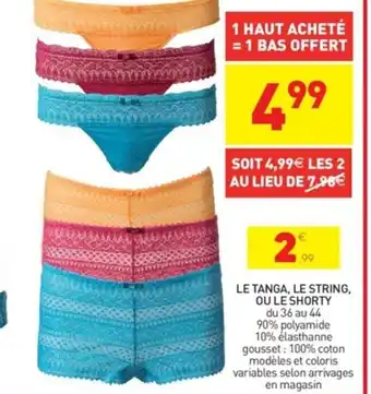 Le Tanga, Le String ou Le Shorty