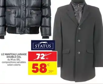 Stokomani Le Manteau Lainage Double Col offre