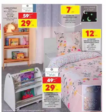 Stokomani La bibliothèque hévéa, le volage phosphorescent, la parure housse de couette phosphorescente, la bibliothèque basse offre