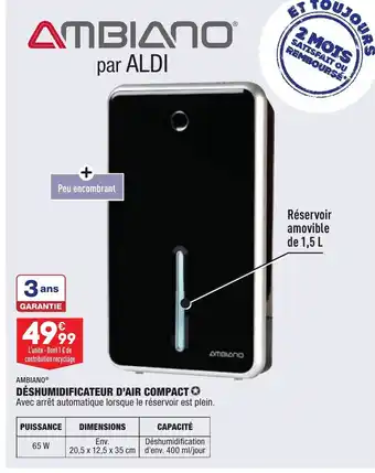 ALDI Déshumidificateur D'Air Compact offre