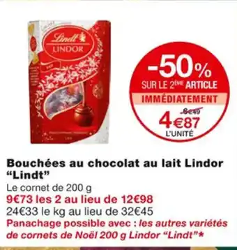 Monoprix Bouchée au Chocolat au Lait Lindor Lindt offre