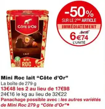 Monoprix Mini Roc Lait Côte d'Or offre