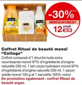 Monoprix Coffret Rituel de Beauté Monoï Cottage offre