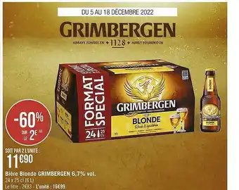 Casino Supermarchés Bière blonde grimbergen 6,7% vol. offre