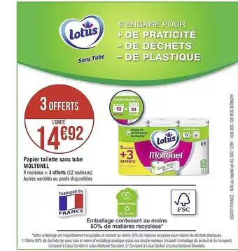 Casino Supermarchés Papier toilette sans tube moltonel offre