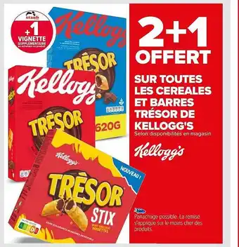 Carrefour Les céréales et barres trésor de kellogg's offre