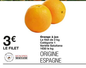 Monoprix Orange à Jus offre