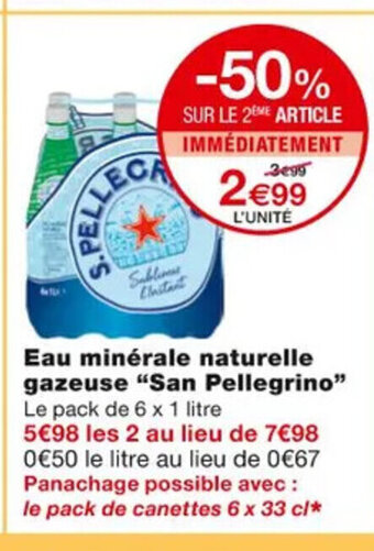 Monoprix Eau Minérale Naturelle Gazeuse San Pellegrino offre