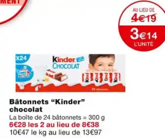 Monoprix Bâtonnets Kinder Chocolat offre
