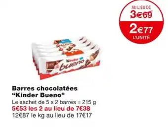 Monoprix Barres Chocolatées Kinder Bueno offre