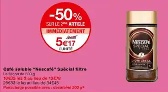 Monoprix Café Soluble Nescafé Spécial Filtre offre