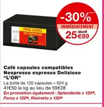 Monoprix Café Capsules Compatibles Nespresso Espresso Delizioso L'Or offre