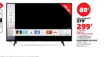 Super U Téléviseur Led 4k 55 offre