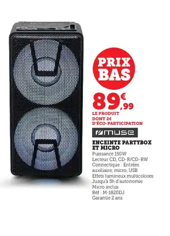 Super U Enceinte Partybox Et Micro offre