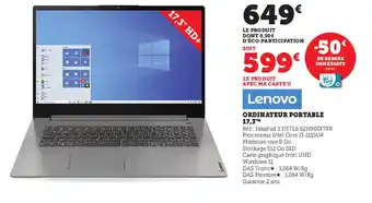 Super U Lenovo Ordinateur Portable 17,3 offre