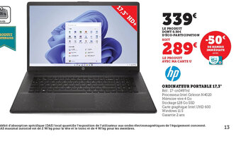 Super U Ordinateur Portable 17,3 offre